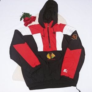 Chicago Blackhawks Starter Jacket Men's L 1/2 Zip